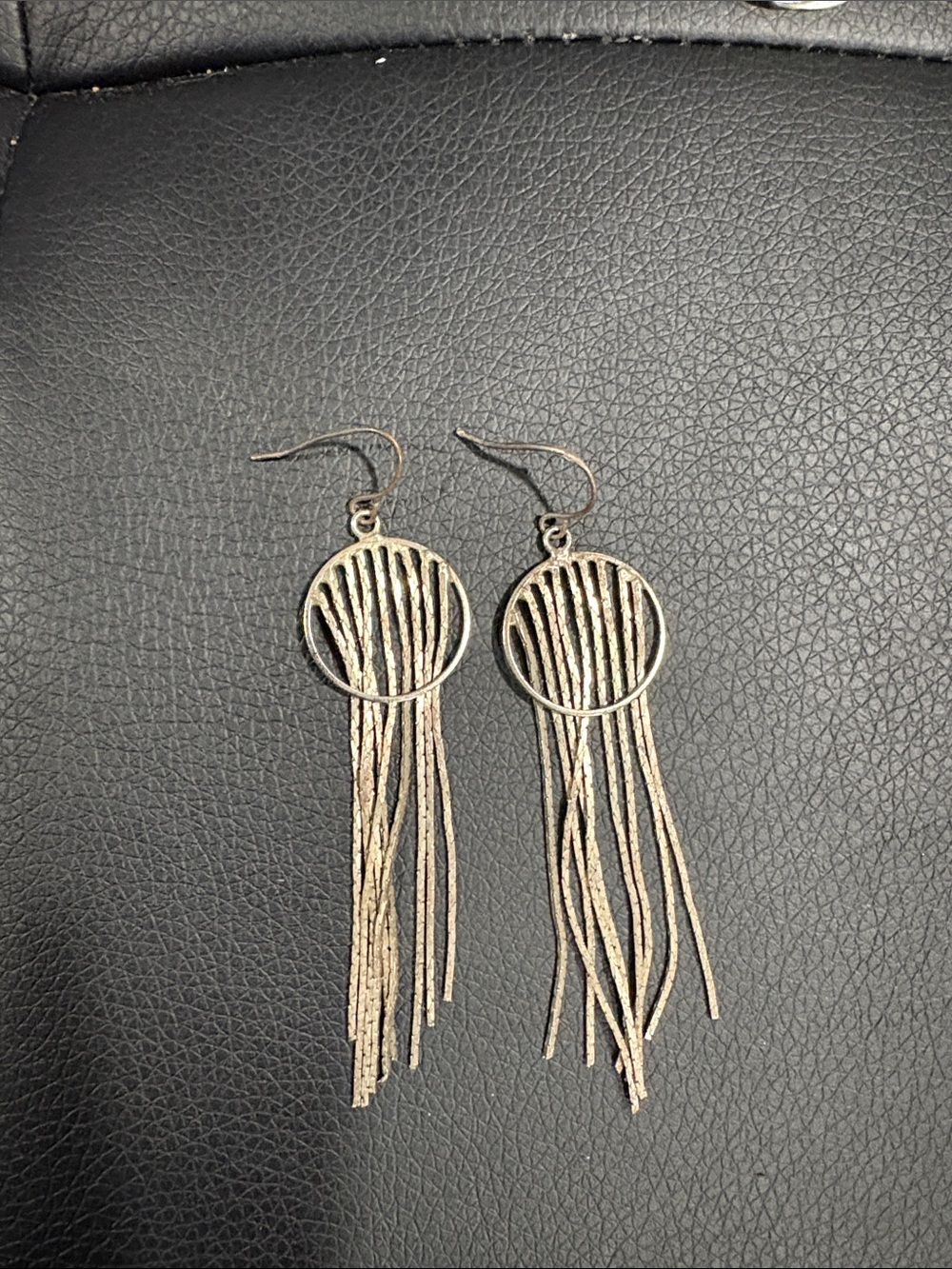 Gold Fringe Hoop Dangle Earrings - Women Jewelry